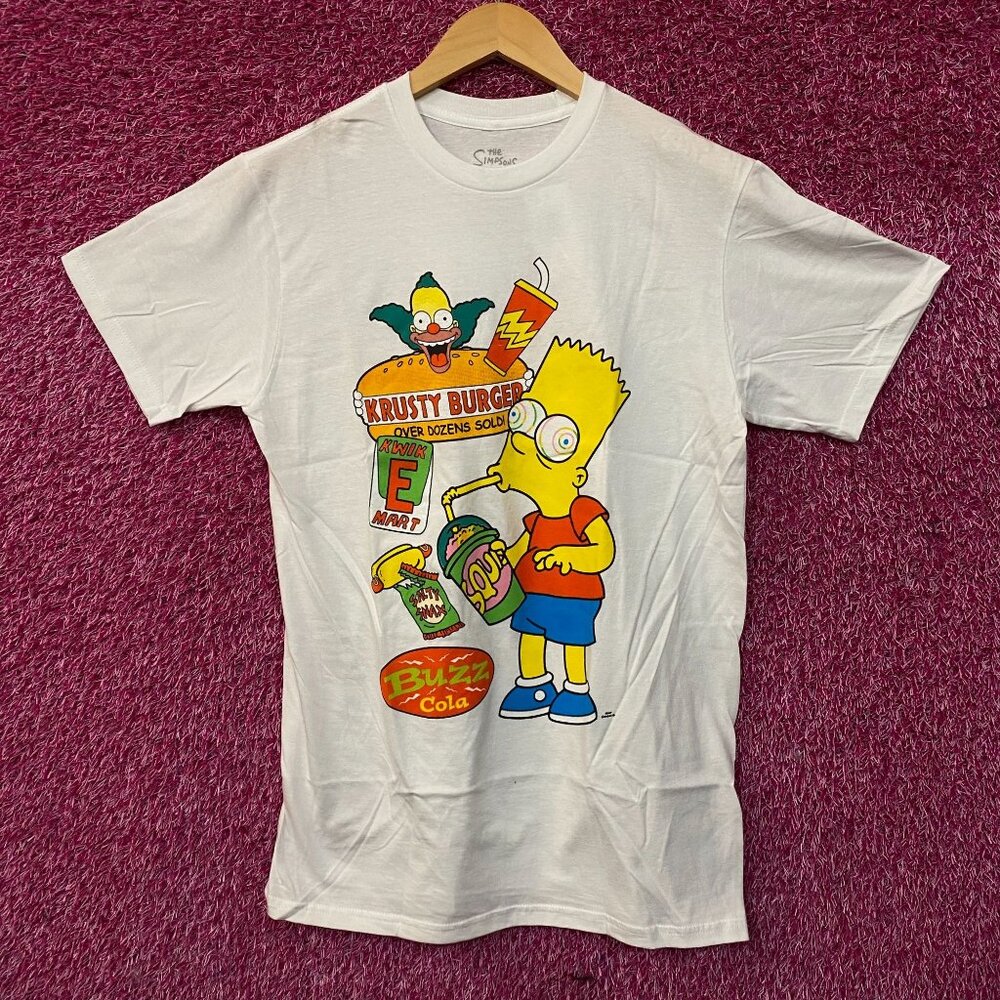 The Simpsons Bart Simpson Buzz Cola Krusty Burger Graphic T-Shirt Medium